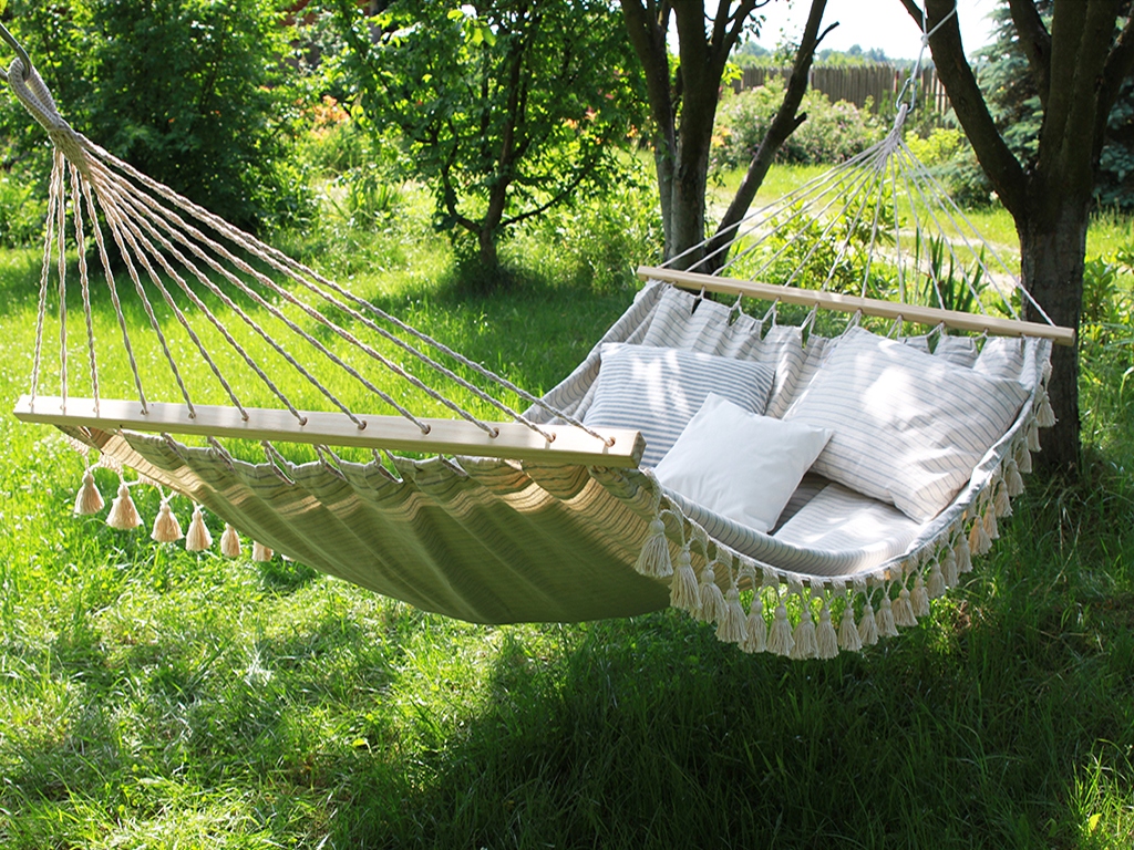 Boho wide hammock with spreader bars