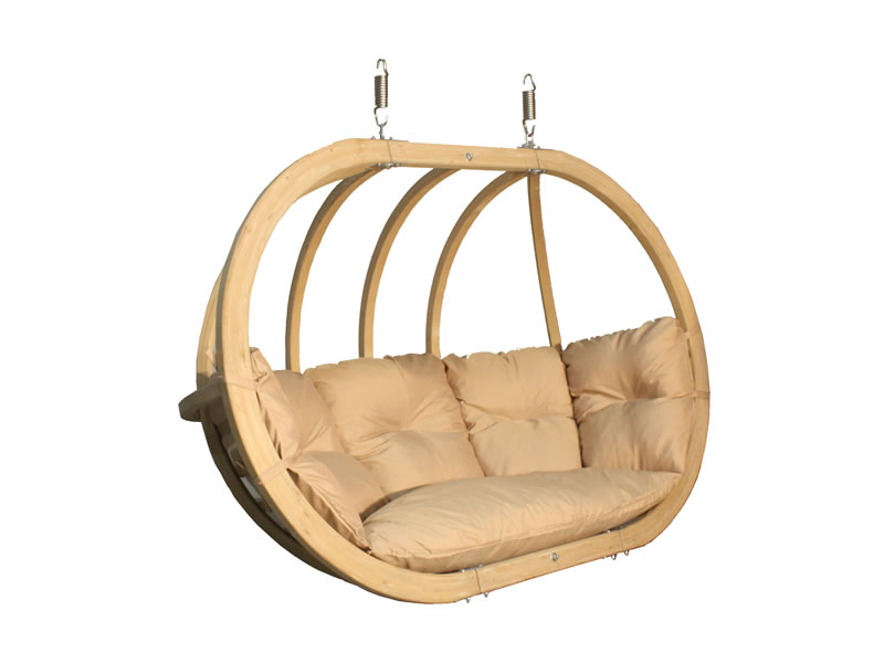 Fotel hamakowy drewniany, cappuccino Swing Chair Double (2)