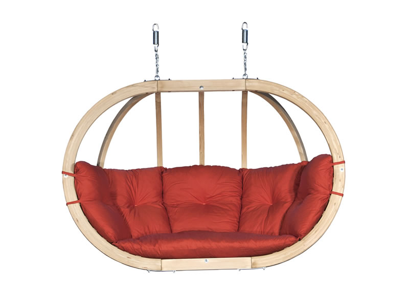 Fotel hamakowy drewniany, Czerwony Swing Chair Double