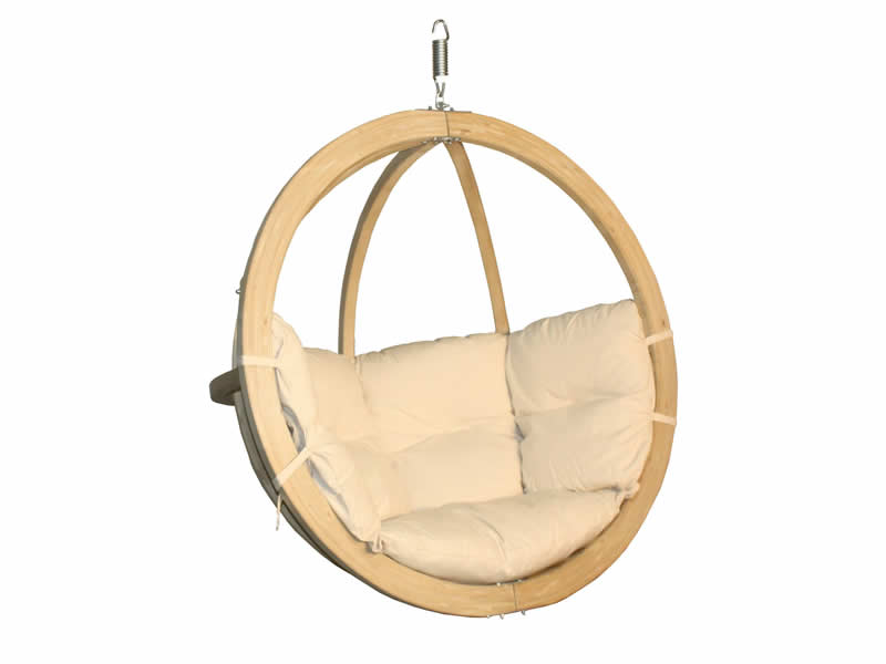 Fotel hamakowy drewniany, kremowy Swing Chair Single (3)