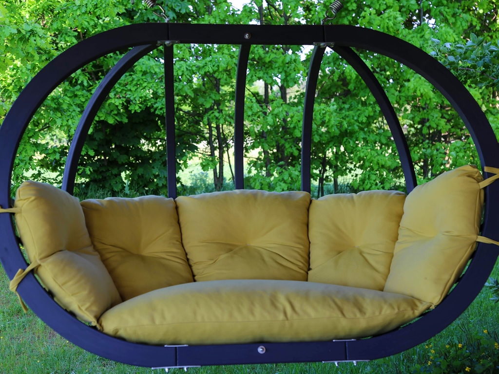 siège de balançoire suspendu en corde chaise dextérieur intérieure max 200 kg Swing Rocking Chair Chaise suspendue avec oreiller double coussins de siège en coton tissé pour porche de patio