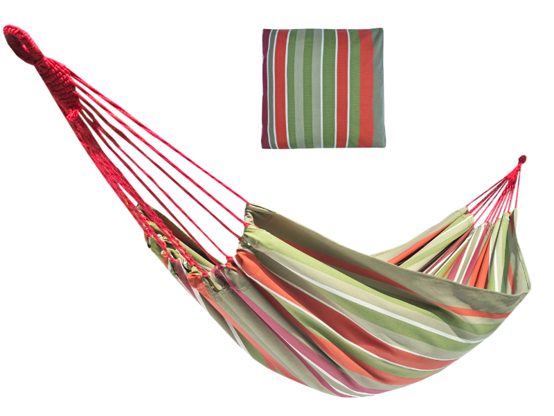 Hamak jednoosobowy z poduszką 50x50 cm, HPZC, zielono-czerwony (318)