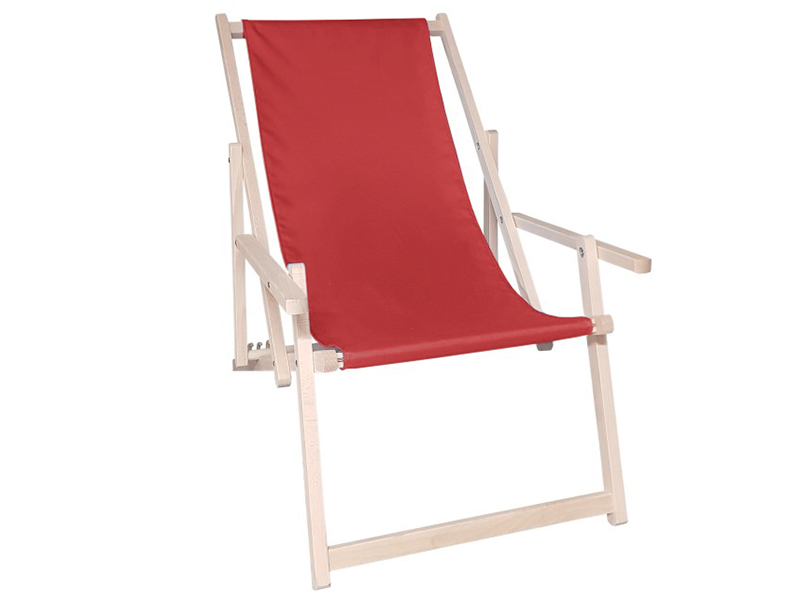 Drewniany leżak z podłokietnikiem, Czerwony Swing Sunbed Plus