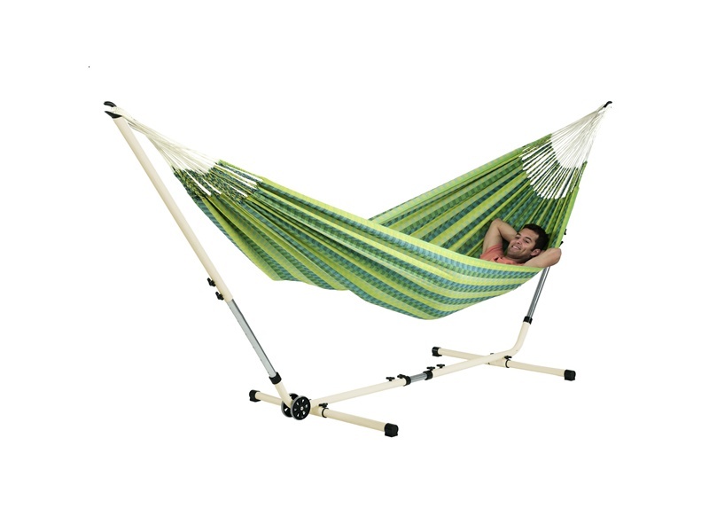 Hammock set cotton double hammock Carolina with white, regulated stand