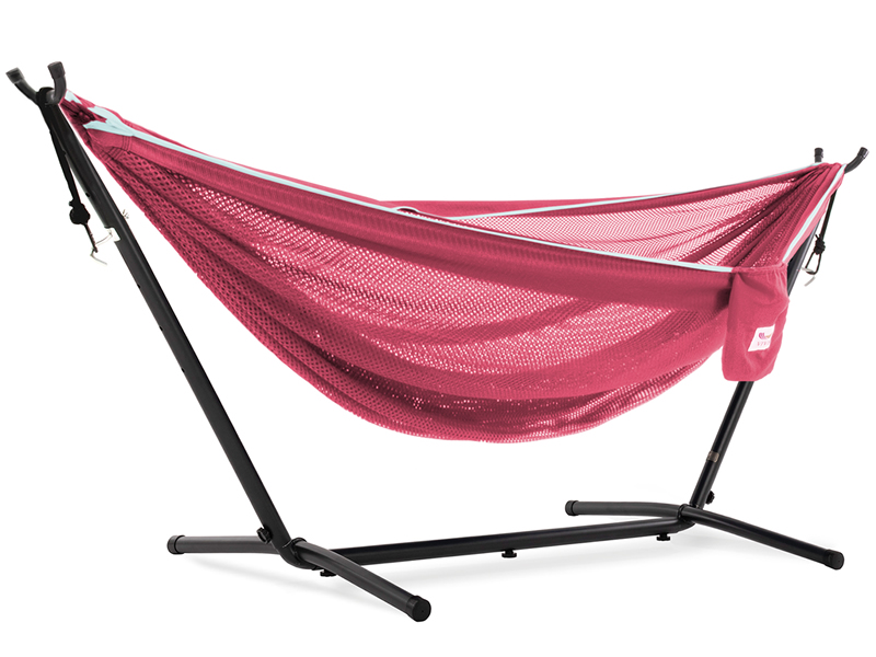Hamak Mesh + stojak metalowy 9f, C9MESH, różowy (45)