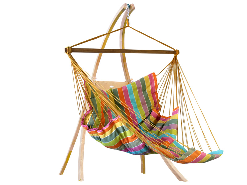 Conjunto de hamacas: cómoda silla acolchada con soporte de madera Atlas