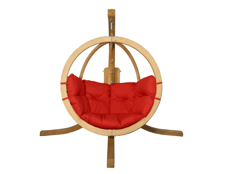 Zestaw: jednoosobowy fotel wiszący z drewnianym stelażem, SwingPod fotel + stojak