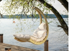 Drewniany fotel hamakowy, Swing Chair - ecru(Creme)