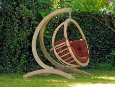 Fotel hamakowy drewniany, Globo chair natura - Czerwony(Terracotta)