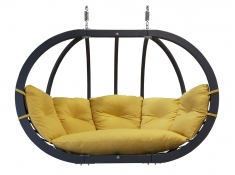 Fotel hamakowy drewniany podwójny, Swing Chair Double antracyt - musztardowy(7)