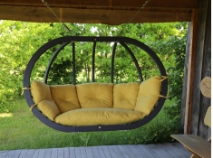 Fotel hamakowy drewniany podwójny, Swing Chair Double antracyt - musztardowy(7)