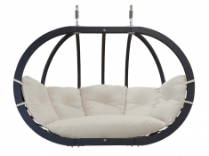 Fotel hamakowy drewniany podwójny, Swing Chair Double antracyt krem - kremowy(1)