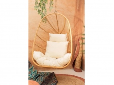 Wiklinowy fotel hamakowy w stylu śródziemnomorskim, Viki - miodowy beż(9)