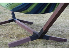 Stelaż drewniany na hamak ciemny + hamak, ZESTAW ST DREWNO CIEMNY+HAMAK 200x85