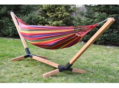 Stelaż drewniany na hamak naturalny + hamak, ZESTAW ST DREWNO NATURAL+HAMAK 200x85