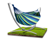 Szary metalowy stelaż na hamak + hamak dwuosobowy, ZEST-739GRAY+220X160