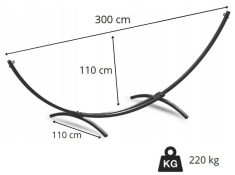 Szary metalowy stelaż na hamak + hamak dwuosobowy, ZEST-739GRAY+220X160