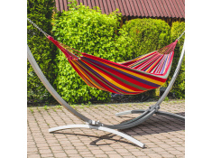 Szary metalowy stelaż na hamak + hamak dwuosobowy, ZEST-739GRAY+220X160