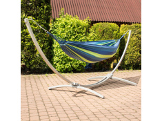 Szary metalowy stelaż na hamak + hamak dwuosobowy, ZEST-739GRAY+220X160