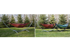 Szary metalowy stelaż na hamak + hamak dwuosobowy, ZEST-739GRAY+220X160