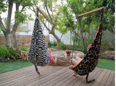 Fotel hamakowy dla dzieci, Hang Mini - pomarańczowy(Giraffe)