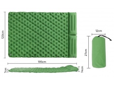 Dmuchany dwuosobowy materac mata turystyczna z poduszką zielony, 0000011943