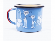 Kubek emaliowany dla dzieci, Fun Cat - niebieski(02 - niebieski)