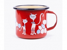 Kubek emaliowany dla dzieci, Fun Cat - Czerwony(03 - czerwony)