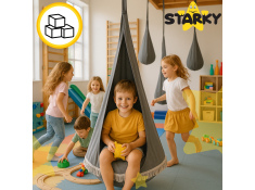 Kokon fotel wiszący huśtawka hamak dla dzieci frędzle szary poduszka 165 cm, 0000018962