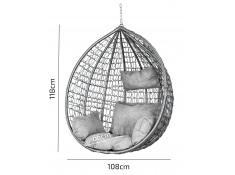 Fotel wiszący bujany kosz huśtawka kokon gniazdo szary mocowanie, ZEST-SW001G+Z02+POD