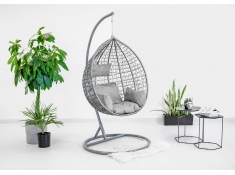 Fotel wiszący bujany kosz huśtawka kokon gniazdo szary mocowanie, ZEST-SW001G+Z02+POD