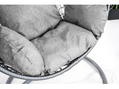 Fotel wiszący bujany kosz huśtawka kokon mały szary mocowanie, fotel_SW001_kokon_grey+poduszki+Z01
