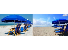 Parasol składany plażowy ogrodowy 240cm- ciemny niebieski, 0000007903