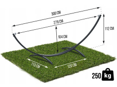 Stelaż na hamak dwuosobowy do 220kg metalowy grafitowy, 0000008196