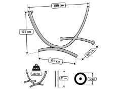 Stelaż na hamak mobilny na kółkach stojak ogrodowy grafitowy, 0000011652