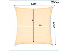 Żagiel przeciwsłoneczny parason daszek 3,6 x 3,6 m beżowy, 0000001300$BEZ