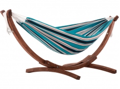 Hamak dwuosobowy Sunbrella + drewniany stojak, C8SPSN - niebieski(T)