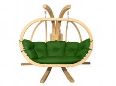 Zestaw: dwuosobowy fotel wiszący z drewnianym stelażem, SwingPod XL fotel + stojak - zielony(04 - zielony)