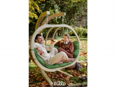 Zestaw: dwuosobowy fotel wiszący z drewnianym stelażem, SwingPod XL fotel + stojak - zielony(04 - zielony)