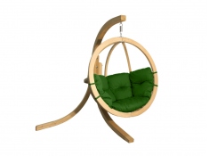 Zestaw: jednoosobowy fotel wiszący z drewnianym stelażem, SwingPod fotel + stojak - zielony(04 - zielony)