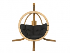 Zestaw: jednoosobowy fotel wiszący z drewnianym stelażem, SwingPod fotel + stojak - grafitowy(02 - grafitowy)